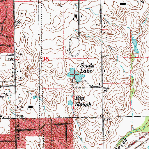 Topographic Map of Scuds Lake, IL