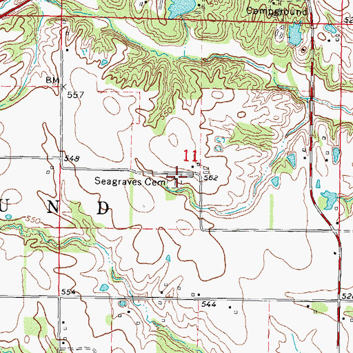 Topographic Map of Seagraves Cemetery, IL