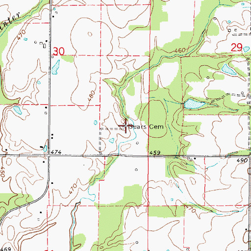Topographic Map of Sears Cemetery, IL