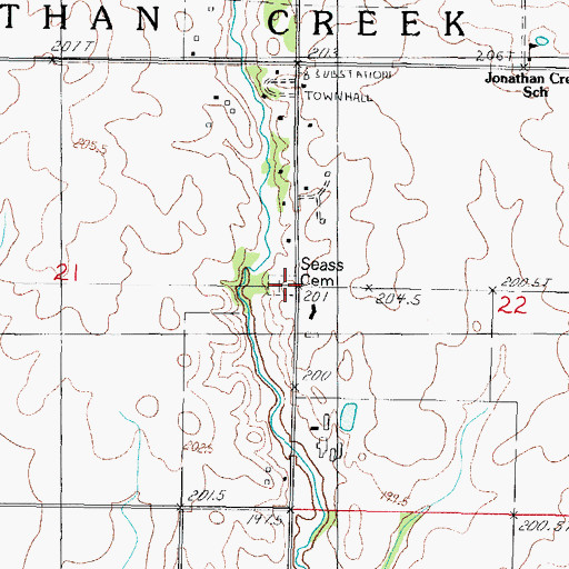 Topographic Map of Seass Cemetery, IL