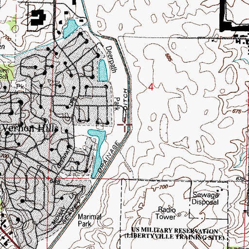 Topographic Map of Seavey Drainage Ditch, IL