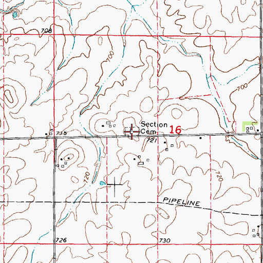 Topographic Map of Section Cemetery, IL