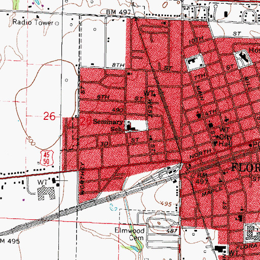 Topographic Map of Seminary School, IL