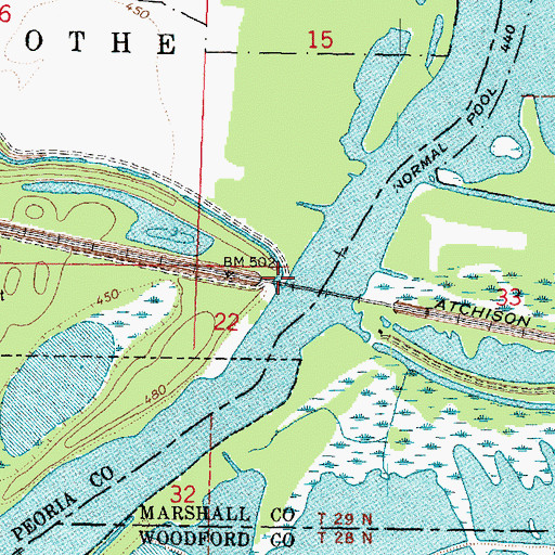 Topographic Map of Senachwine Creek, IL