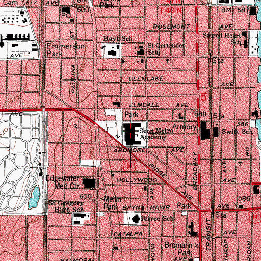 Topographic Map of Senn Metro Academy, IL