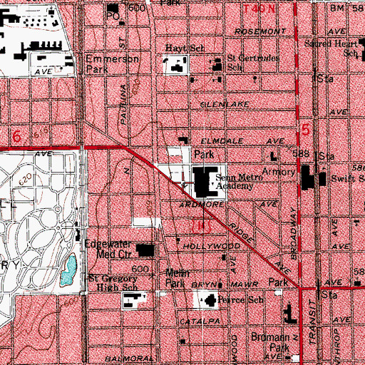 Topographic Map of Senn Park, IL