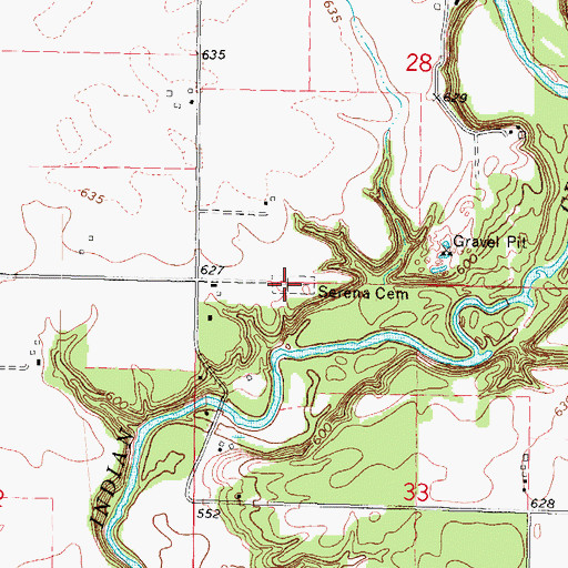 Topographic Map of West Serena Cemetery, IL