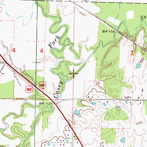 Topographic Map of Sevenmile Creek, IL