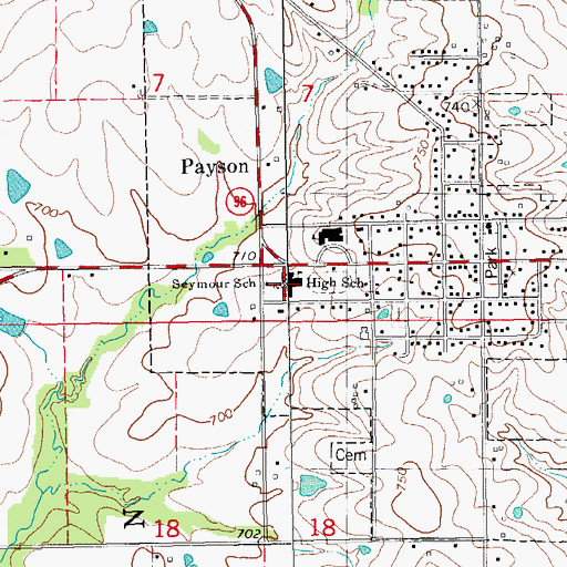 Topographic Map of Seymour High School, IL