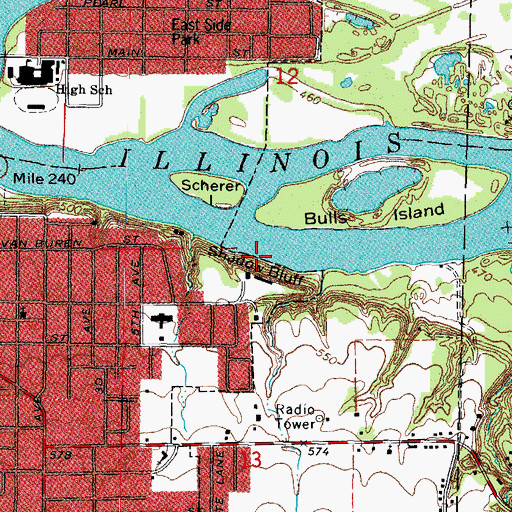Topographic Map of Shadow Bluff, IL