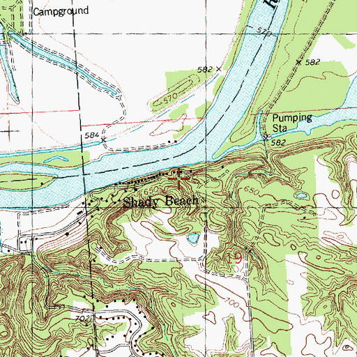 Topographic Map of Shady Beach, IL