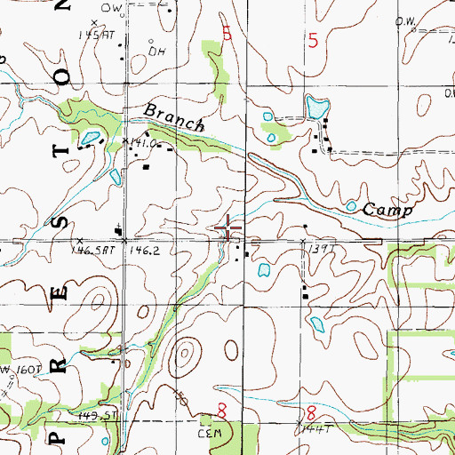 Topographic Map of Shady Grove School (historical), IL
