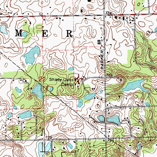 Topographic Map of Shady Oaks Camp, IL