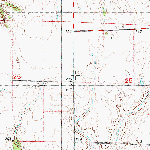 Topographic Map of Shadyside School (historical), IL