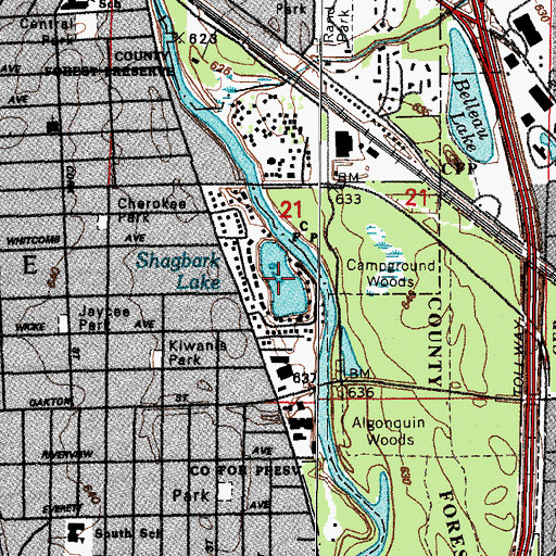 Topographic Map of Shagbark Lake, IL