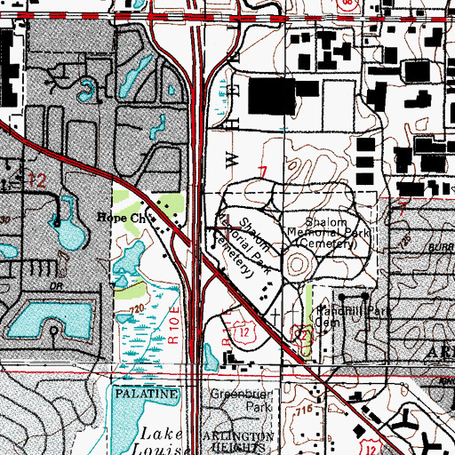 Topographic Map of Shalom Memorial Park, IL