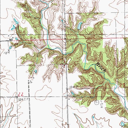 Topographic Map of Shanklin School (historical), IL