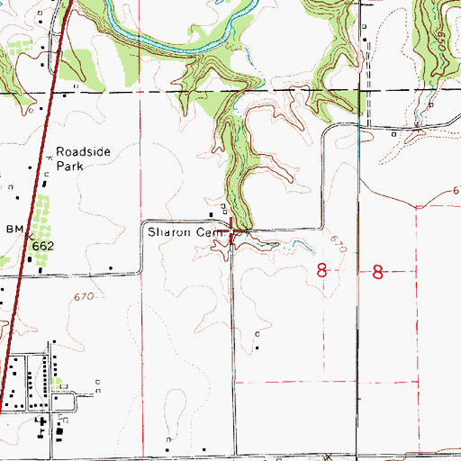 Topographic Map of Sharon Cemetery, IL