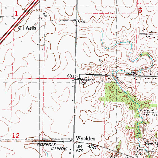 Topographic Map of Sharon Church, IL
