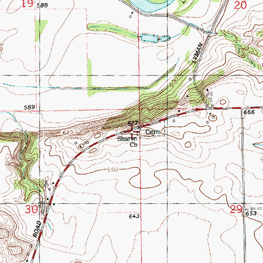 Topographic Map of Sharon Church, IL