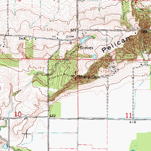 Topographic Map of Sharp Cemetery, IL