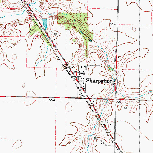 Topographic Map of Sharpsburg, IL