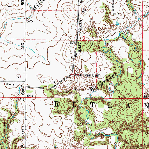 Topographic Map of Shaver Cemetery, IL