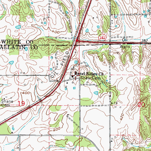 Topographic Map of Shaw Cemetery, IL