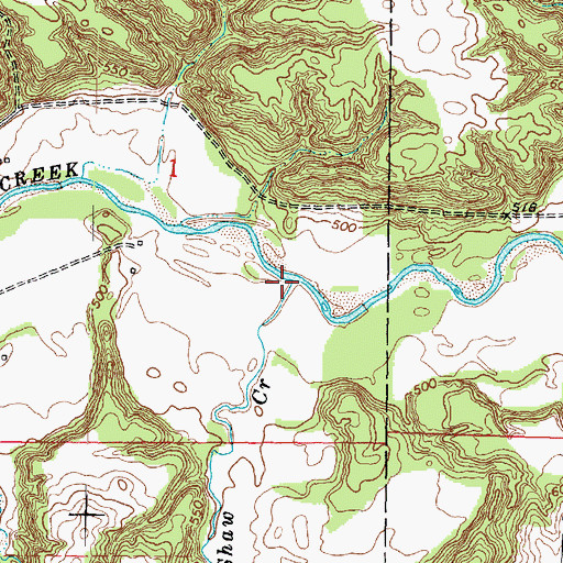 Topographic Map of Shaw Creek, IL