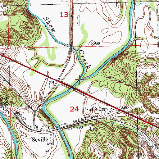 Topographic Map of Shaw Creek, IL