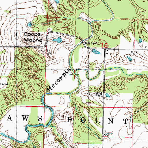 Topographic Map of Shaw Point Branch, IL