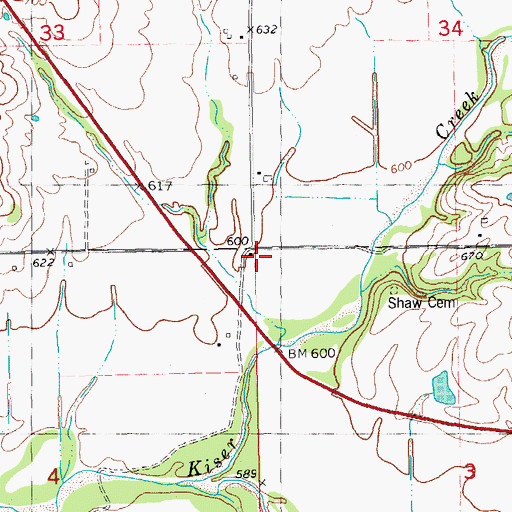 Topographic Map of Shaw School (historical), IL