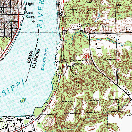 Topographic Map of Shawbonee Camp, IL