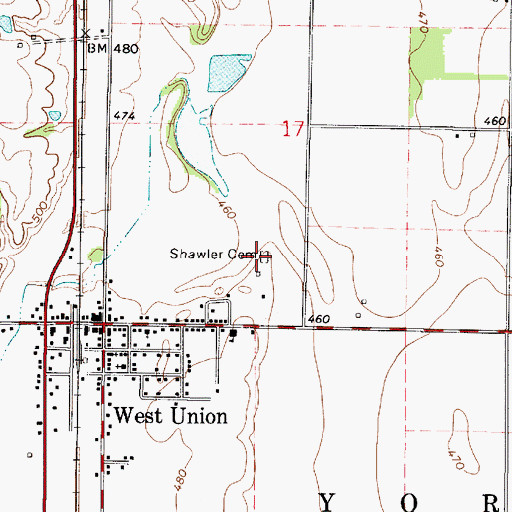 Topographic Map of Shawler Cemetery, IL