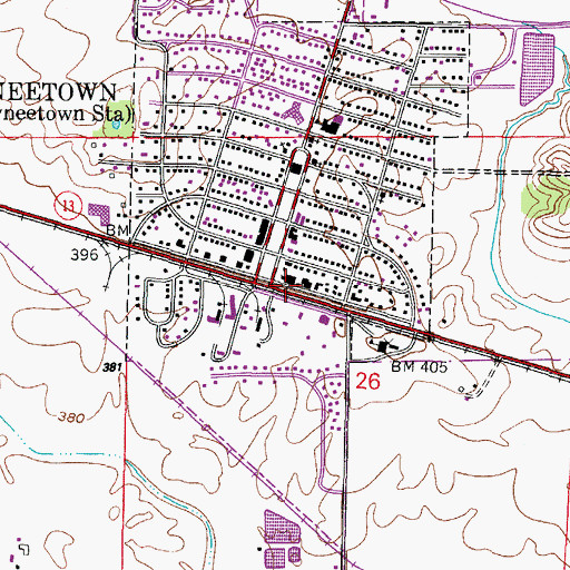 Topographic Map of Shawneetown, IL