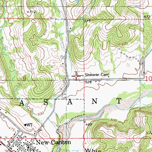 Topographic Map of Shearer Cemetery, IL