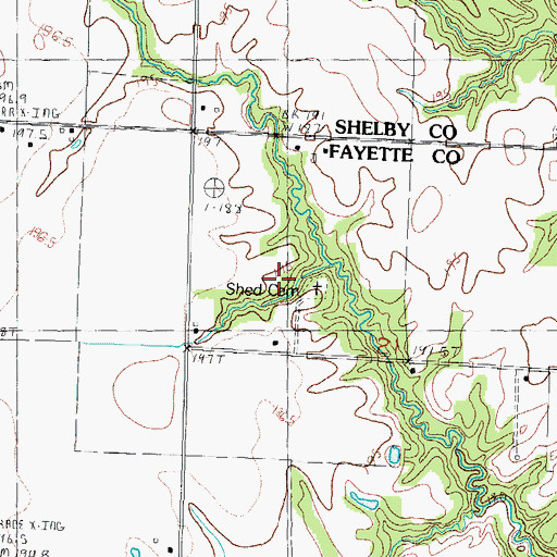 Topographic Map of Shedd Cemetery, IL