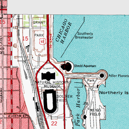Topographic Map of Shedd Aquarium, IL