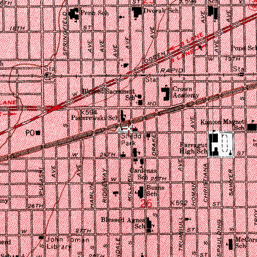 Topographic Map of Shedd Park, IL
