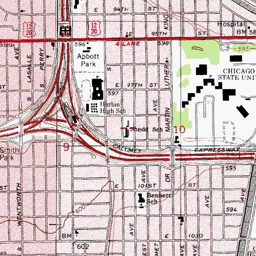 Topographic Map of Shedd School, IL