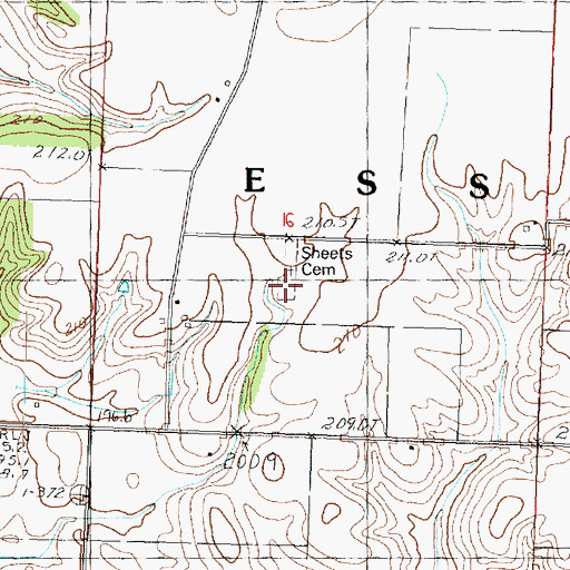 Topographic Map of Sheets Cemetery, IL