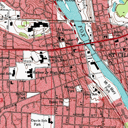 Topographic Map of Shelby School, IL