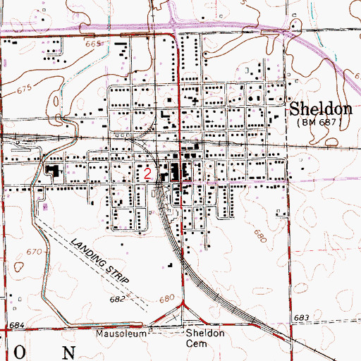 Topographic Map of Sheldon, IL