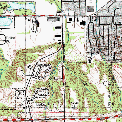 Topographic Map of Sheldon Creek, IL