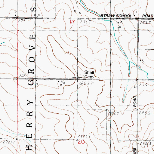Topographic Map of Shell Cemetery, IL