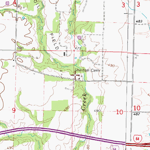 Topographic Map of Shelton Cemetery, IL
