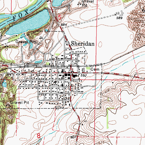 Topographic Map of Sheridan, IL