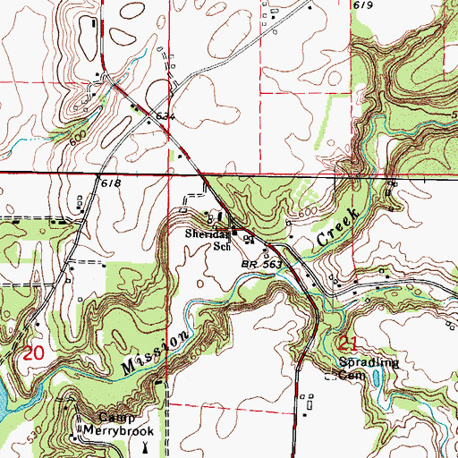 Topographic Map of Sheridan School, IL