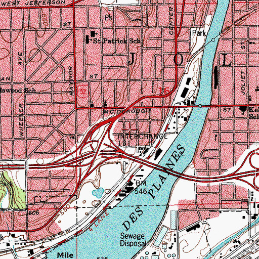 Topographic Map of Sheridan School, IL