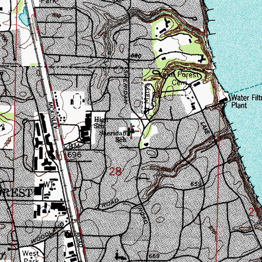 Topographic Map of Sheridan Elementary School, IL
